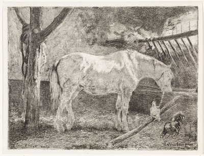 Paard in stal door Johannes Martinus Vrolijk