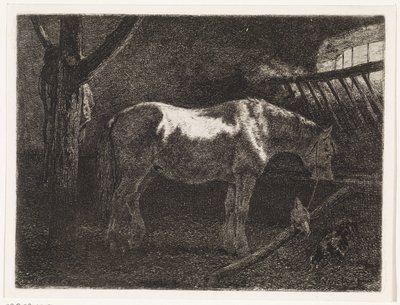 Paard in stal door Johannes Martinus Vrolijk