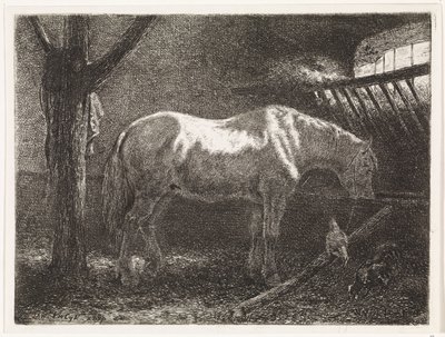 Paard in stal door Johannes Martinus Vrolijk