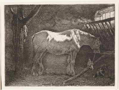 Paard in stal door Johannes Martinus Vrolijk