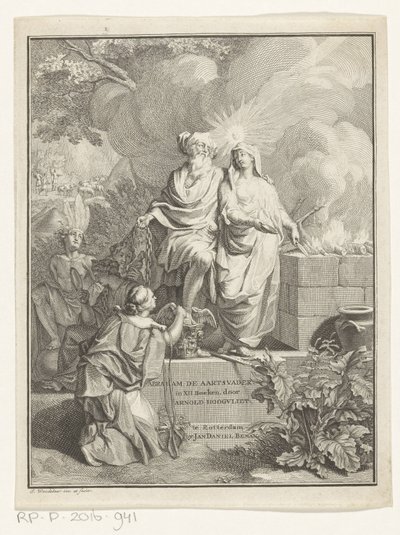 Allegorische titelpagina met aartsvader Abraham en Waarheid door Jan Wandelaar