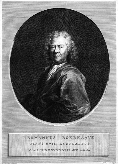 Herman Boerhaave, gegraveerd door Jacobus Houbraken door Jan Wandelaar