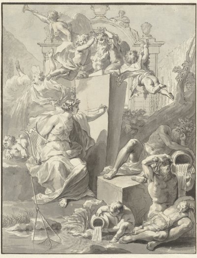 Ontwerp voor het titelblad van W. van der Hoeven, Westermeer, 1721 door Jan Wandelaar