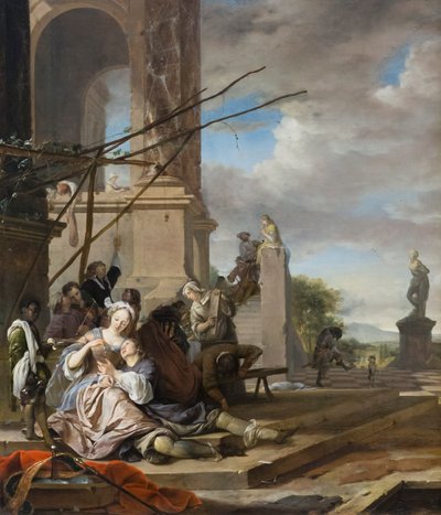 Een Italiaanse binnenplaats, c.1660-65 door Jan Weenix