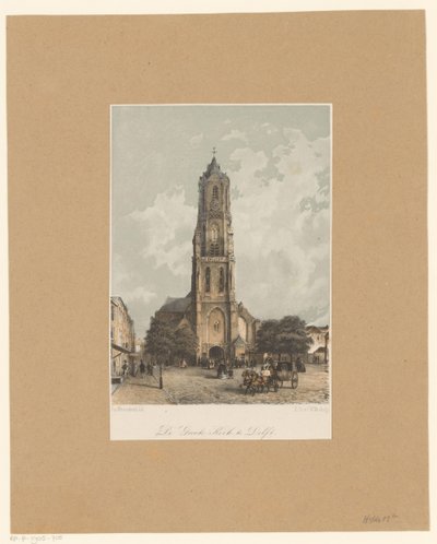 Gezicht op Nieuwe Kerk te Delft door Jan Weissenbruch