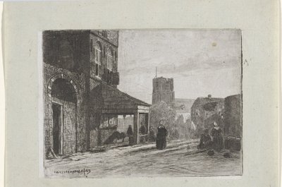 Gezicht op de Sint-Martinuskerk te Woudrichem door Jan Weissenbruch