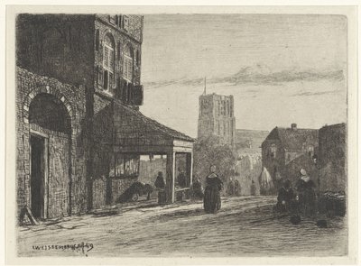 Gezicht op de Sint-Martinuskerk te Woudrichem door Jan Weissenbruch