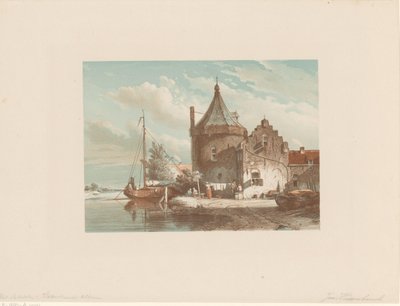 Gezicht op de Waltoren te Culemborg door Jan Weissenbruch