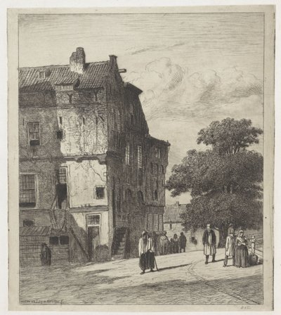 Gezicht op een straat te Amsterdam door Jan Weissenbruch