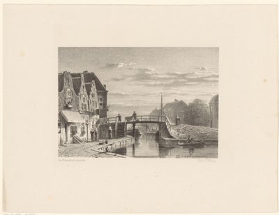 Stadsgezicht met gracht door Jan Weissenbruch