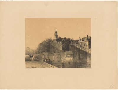 Stadsgezicht met gracht door Jan Weissenbruch