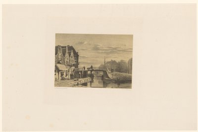 Stadsgezicht met gracht door Jan Weissenbruch