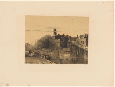 Stadsgezicht met gracht door Jan Weissenbruch