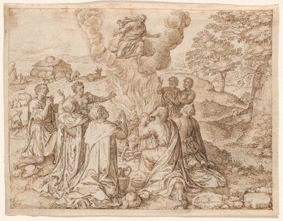 Noachs offer, plaat IX uit De schepping en vroege geschiedenis van de mens door Jan Wierix