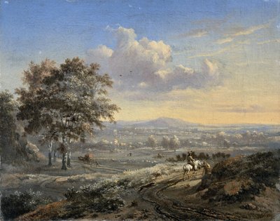 Heuvelachtig Landschap met een Ruiter op een Landweg door Jan Wijnants