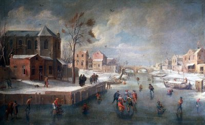 Winterlandschap met kerk door Jan Wildens