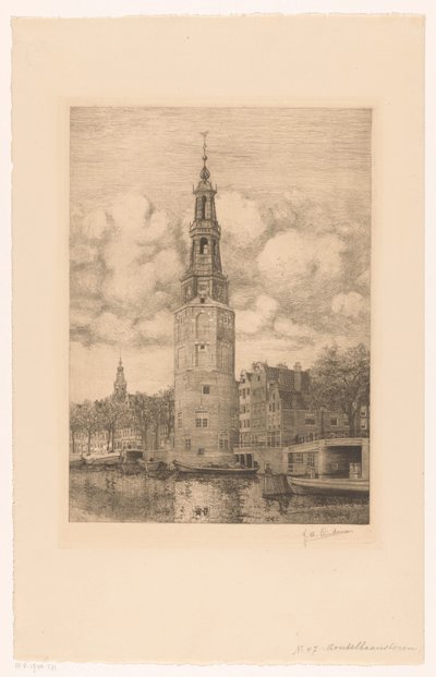 Montelbaanstoren door Jan Willem Lindeman (signed by artist)