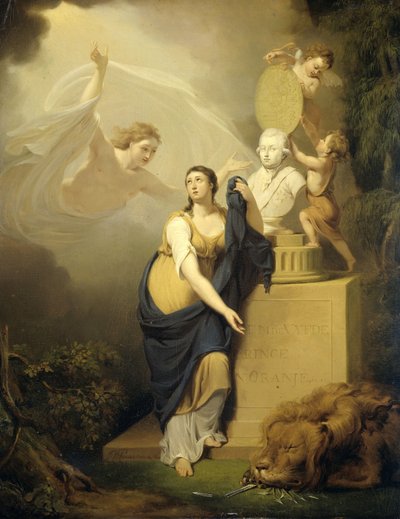 Allegorie op de Dood van Willem V, Prins van Oranje, 1806 door Jan Willem Pieneman