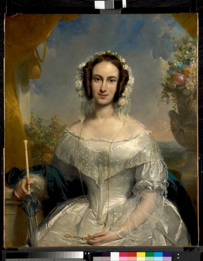 Bruidsportret van Agatha Petronella Hartsen (1814-1878), echtgenote van Jan van der Hoop (1811-1897) door Jan Willem Pieneman