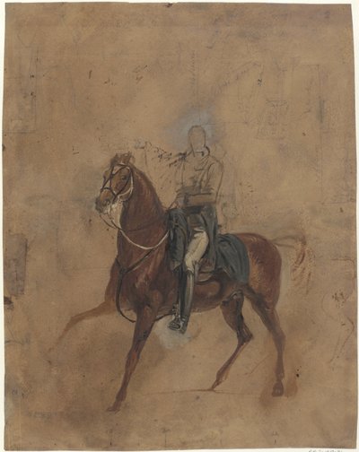 Studie voor de ruiterfiguur van Wellington voor de Slag bij Waterloo door Jan Willem Pieneman