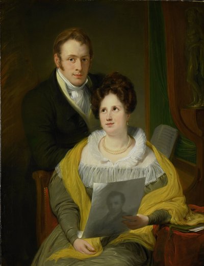 Portret van een vrouw en een man door Jan Willem Pieneman