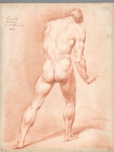 Staand mannelijk naakt, op de rug gezien (1e prijs 1803) door Jan Willem Pieneman