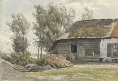 Boerenhofstede met schuur door Jan Willem van Borselen