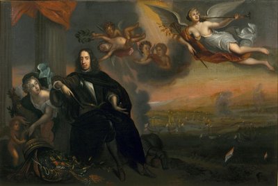 Allegorie van Cornelis de Witt (1623-1672) als aanstichter van de overwinning bij Chatham in 1667 door Jan de Baen