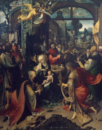 Geboorte van Jezus, centraal paneel van drieluik door Jan de Beer