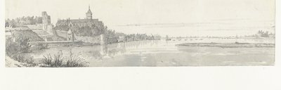 Gezicht op Nijmegen en de Waal door Jan de Beijer