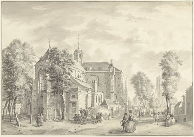 Pieterskerk te Utrecht met op de achtergrond de Dom door Jan de Beijer