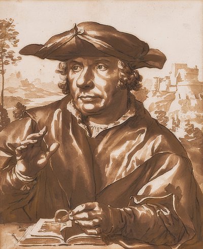 Portret van een geleerde, naar Quentin Massys door Jan de Bisschop