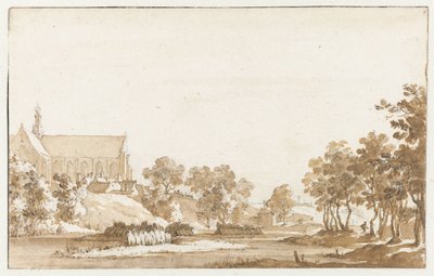 Gezicht op de St. Laurenskerk te Alkmaar door Jan de Bisschop