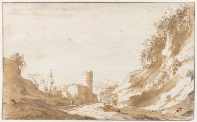 Weg door heuvelachtig landschap buiten Brussel door Jan de Bisschop