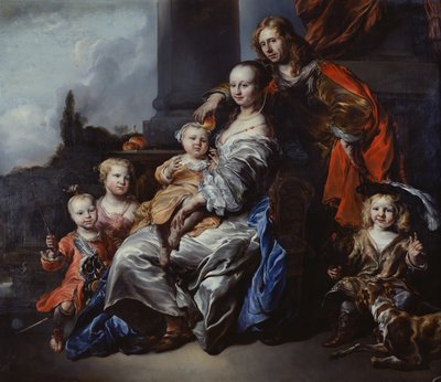 Portret van een Nederlandse familie door Jan or Joan van Noordt