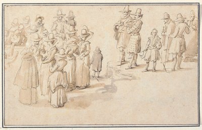 Een elegant gezelschap drinkt bronwater door Jan the Elder Brueghel