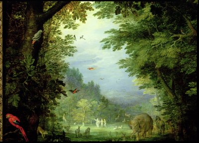 Aarde of Het Aardse Paradijs (detail) door Jan the Elder Brueghel