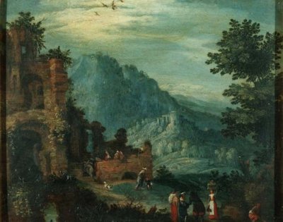 Landschap met klassieke ruïnes door Jan the Elder Brueghel