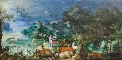 Landschap met schepping van de dieren door Jan the Elder Brueghel