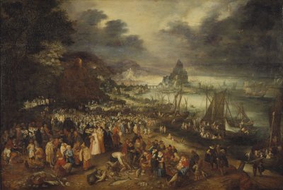 Christus predikt vanaf een boot door Jan the Elder Brueghel