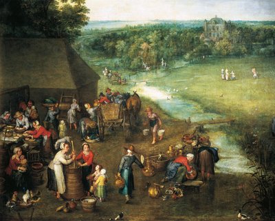 Leven op het platteland (detail) door Jan the Elder Brueghel