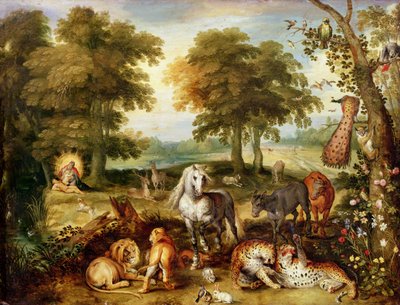 Parijs op aarde door Jan the Elder Brueghel