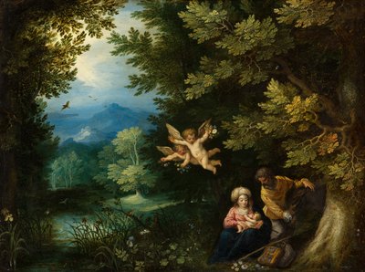 Rust tijdens de vlucht naar Egypte, ca. 1595 door Jan the Elder Brueghel