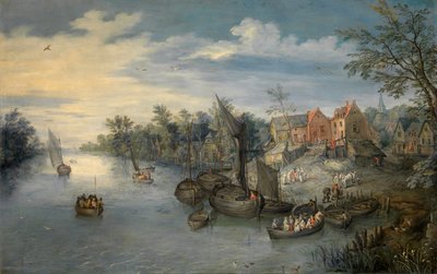 Rivierlandschap door Jan the Elder Brueghel