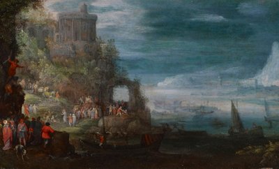 Zeegezicht en de uitdrijving van demonen, ca. 1600 door Jan the Elder Brueghel