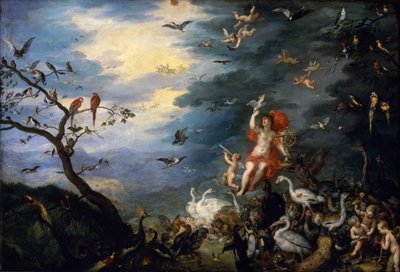 De Allegorie van de Lucht, uit een serie over de "Allegorie van de Elementen" door Jan the Elder Brueghel
