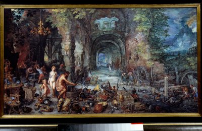 De vier elementen: Vuur door Jan the Elder Brueghel
