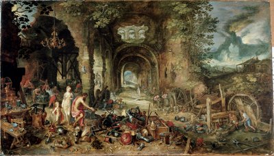 De vier elementen: allegorie van vuur door Jan the Elder Brueghel