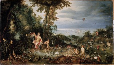 De vier elementen: allegorie van water door Jan the Elder Brueghel
