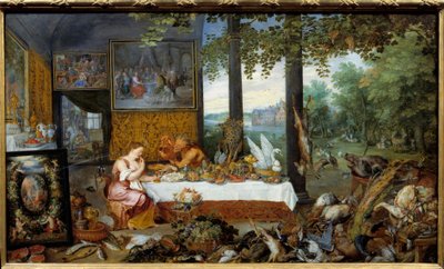 De smaak. Allegorie van de vijf zintuigen door Jan the Elder Brueghel